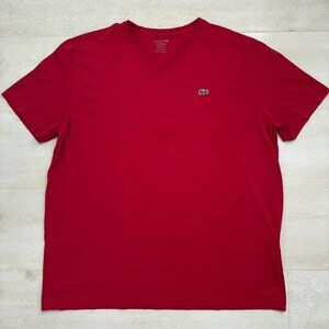 Lacoste Red Men's Pima Cotton V-Neck T-Shirt Size 7 (2XL) (NWOT)